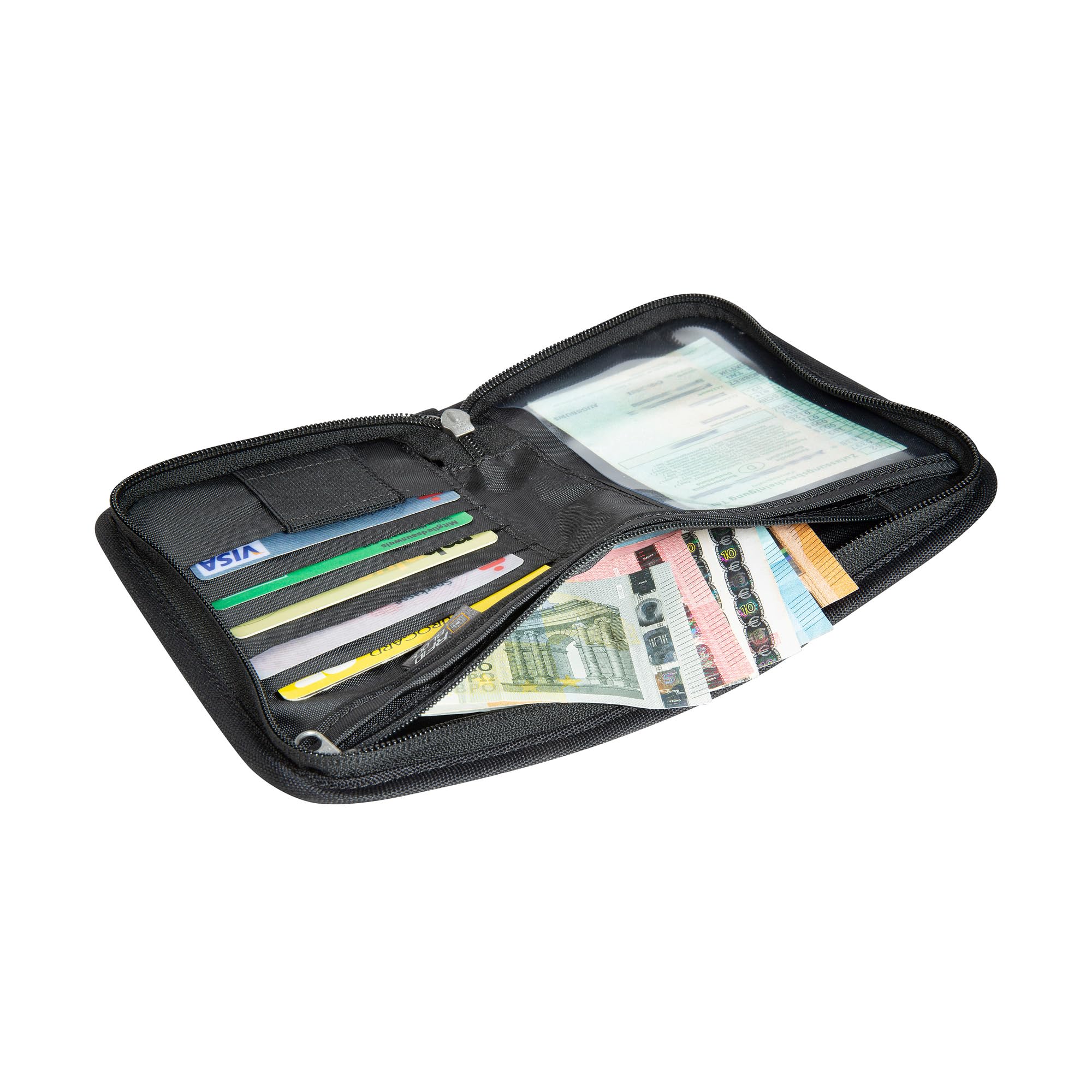 Tatonka Travel Zip M RFID Block - Reisebörse/Reisepasshülle RFID-Blocker - Certyfikat TÜV - Bietet Platz für Reisepass, Kreditkarten und Reisedokumente, Czarny, 17 x 12 x 3 cm, Portfel z blokadą RFID