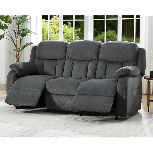 Jocisland Reclining Couch, Power Reclining Sofa with Dual Wingback, 3 Seater Recliner Sofa, Recliner Couches for Living Room(Dark Gray)