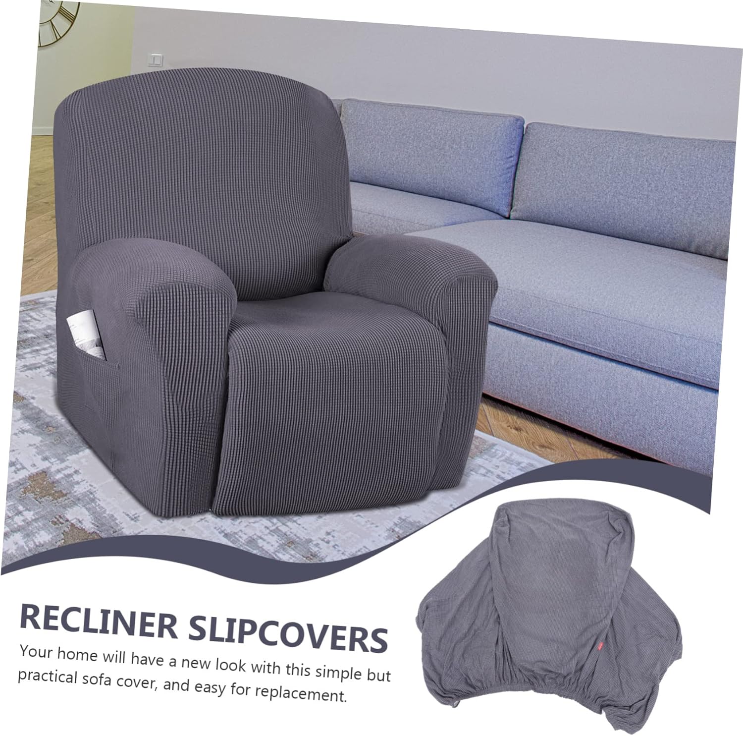 Stretch Recliner Slipcovers Soft Fleece Fabric Full Coverage Waterproof 1-Piece Design for Living Room Furniture Easy Installation Suitable for Armchairs and Recliners