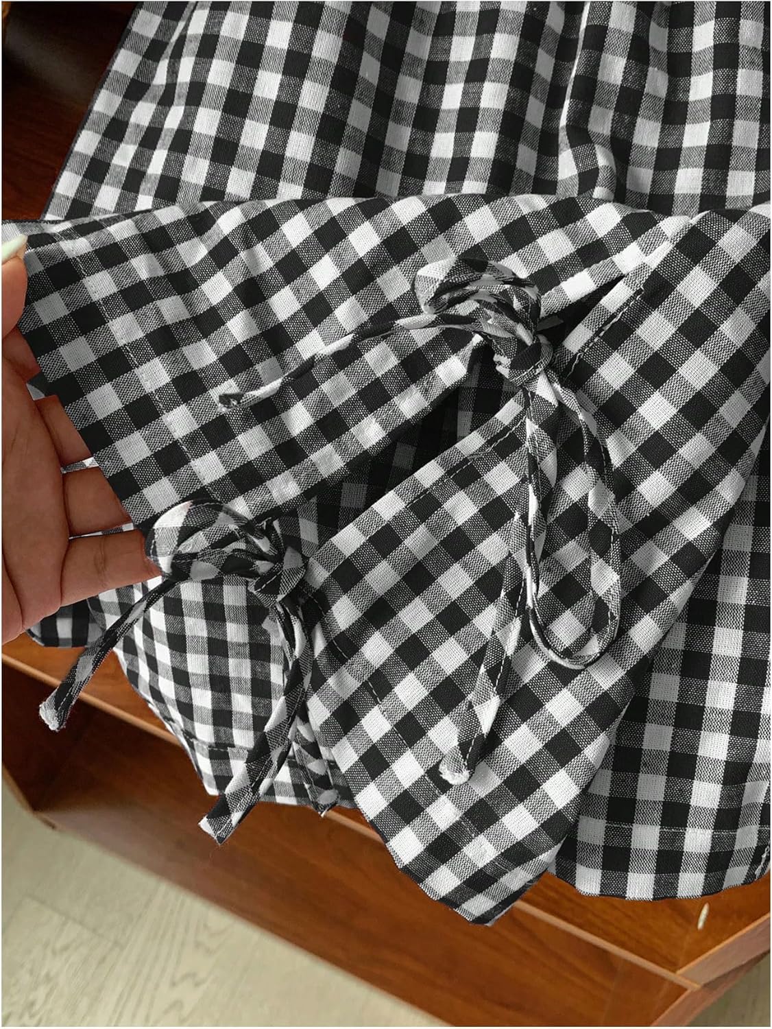Girl's Plaid Mini Shorts Gingham Bowknot Elastic Waist Wide Leg Summer Shorts - Image 4