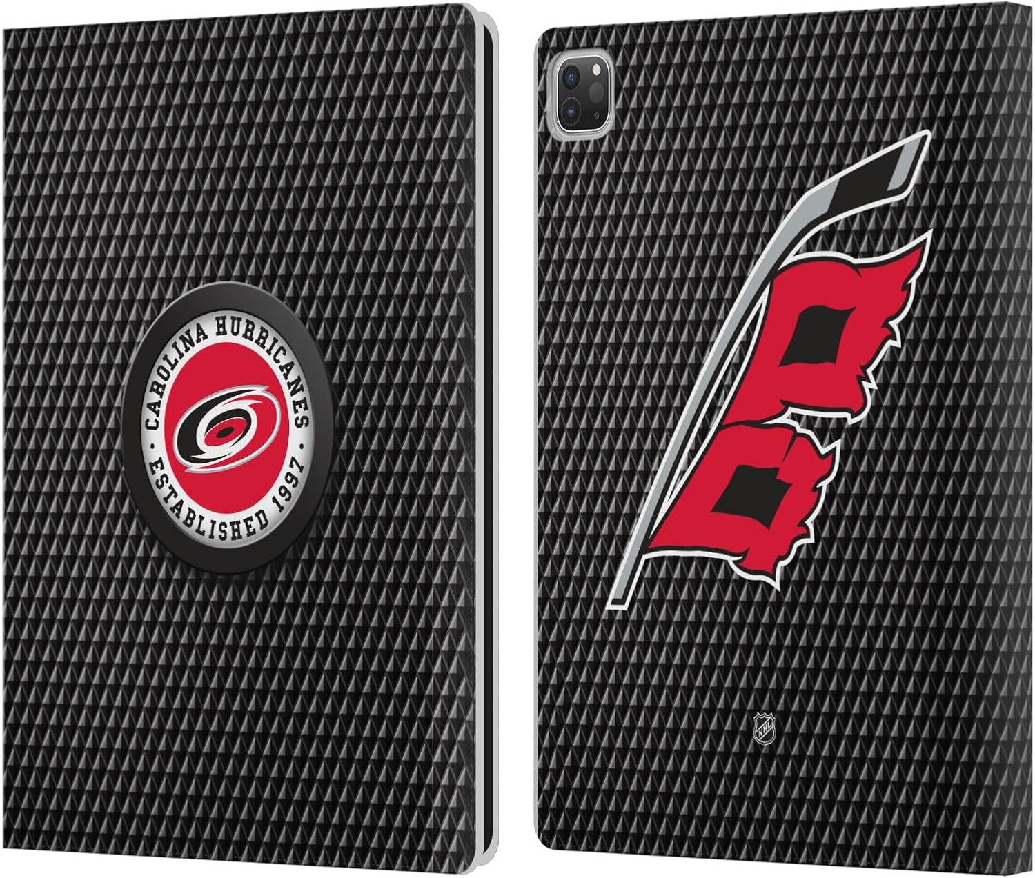 Head Case Designs Officially Licensed NHL Puck Texture Carolina Hurricanes Leather Wallet Case Compatible with Apple iPad Air 2 (2014)