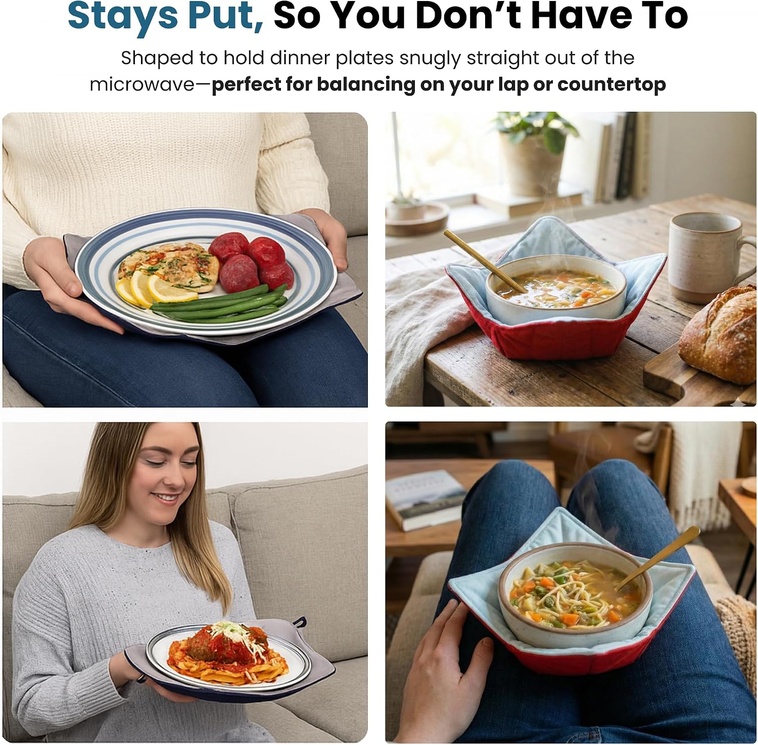 Microwavable Heat Resistant Plate and Bowl Holder Bundle Pack Protects image 3