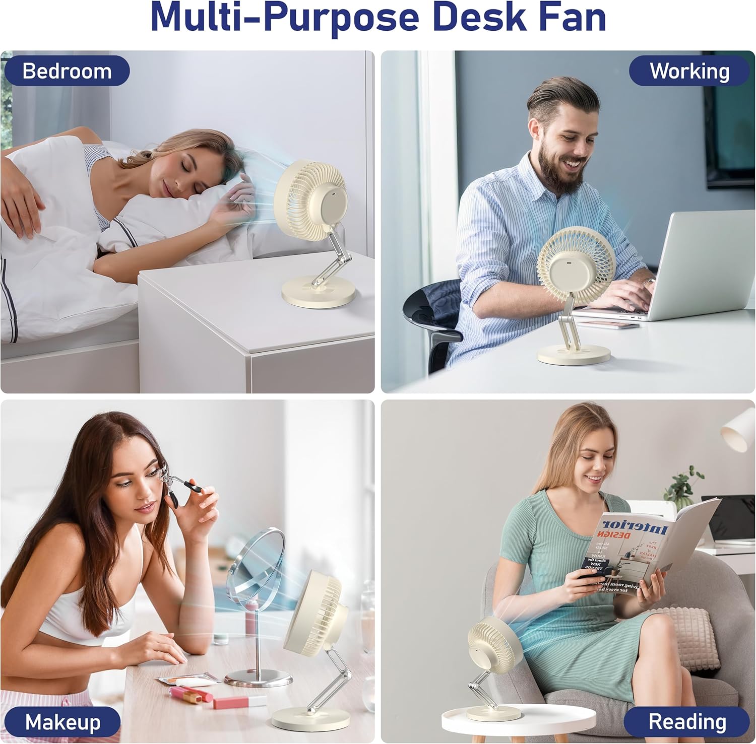 CIVPOWER 100 Speeds Desk Fan and Foldable Desk Fan