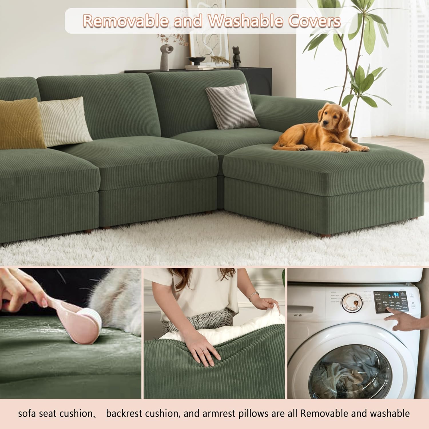 EASE MOOSE Sectional Sofa Removable and Washable Covers