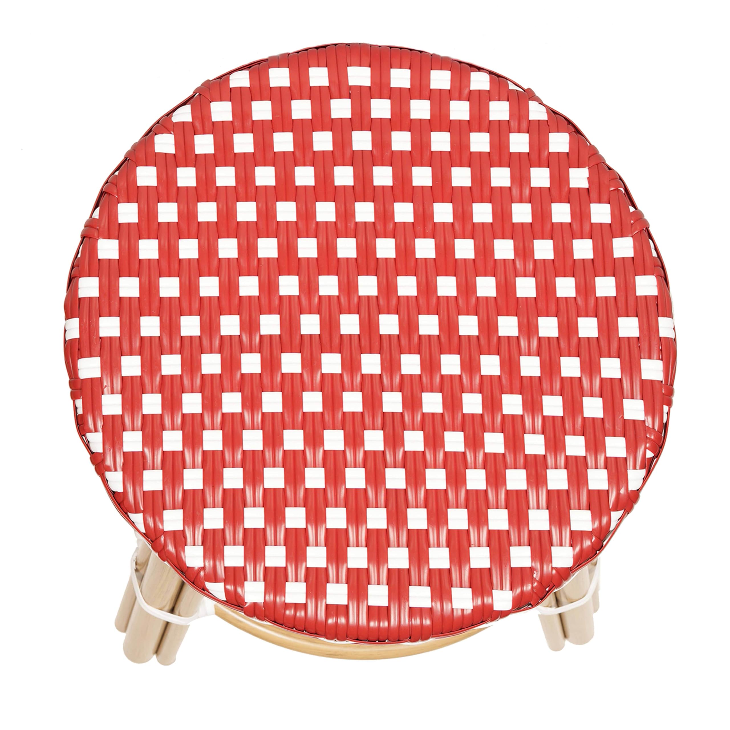 Oviala Tabouret de Jardin en Aluminium et rotin synthétique Blanc et Rouge