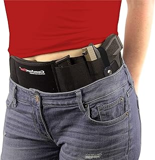 ComfortTac Gun Holsters for Concealed Carry - Ultimate Belly Band Pistol Holster for Men & Women, Belt Compatible with Smith and Wesson, Shield, Glock - Firearm Accessories, Black