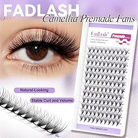 FADLASH Premade Lash Fans Multi Length Hybrid Volume Premade Easy Fans 0.07 Thickness D Curl 16D Multi Length 8-10-12mmmm Camellia Natural Eyelash Extensions(16D-0.07-D, Camellia 8-10-12mm)