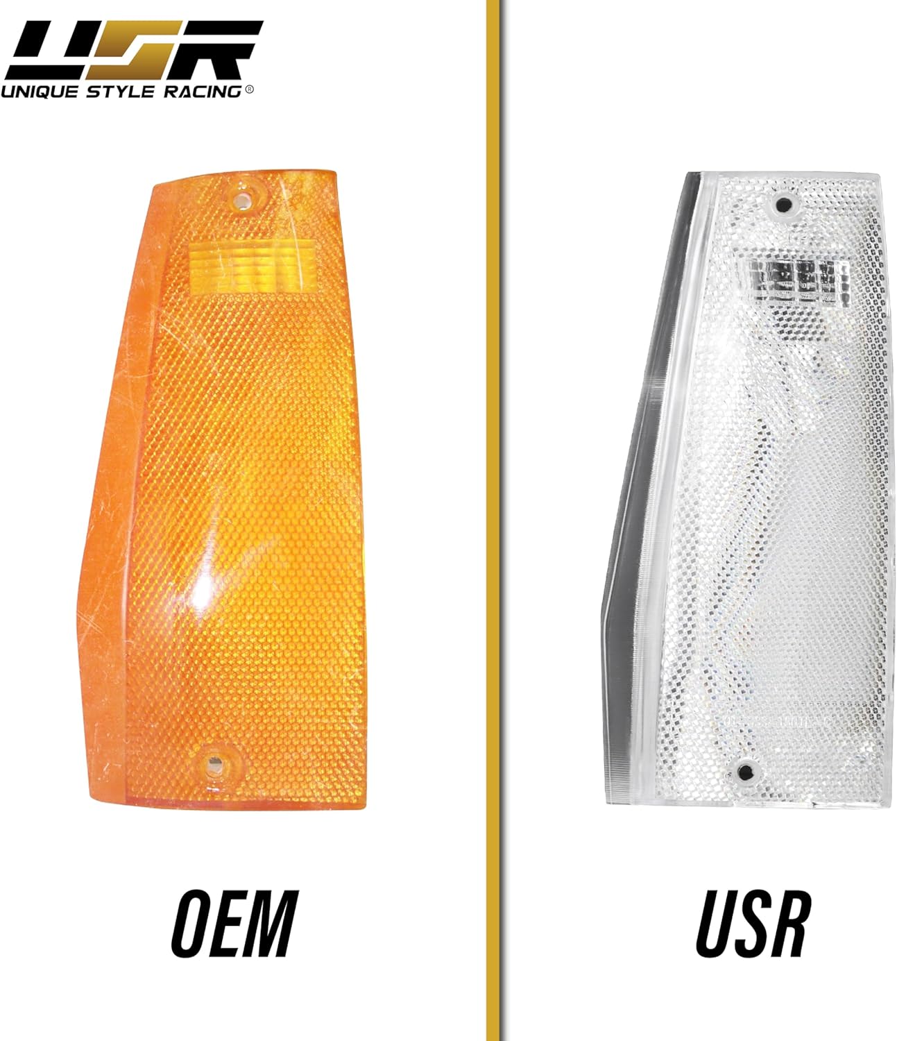 USR 84-96 Cherokee Corner Light – CLEAR Front Cornering Lamps (Left + Right) - Compatible with 1984-1996 Jeep Cherokee XJ SUV - All Models/Trims (Clear Lens Side Marker)