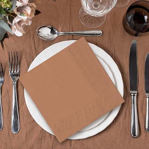 Miniatura 5 de AnyDesign - Servilletas de papel de color bohemio de 2 capas, 6 colores terracota, servilletas de cóctel desechables en tono de piel de otoño, para