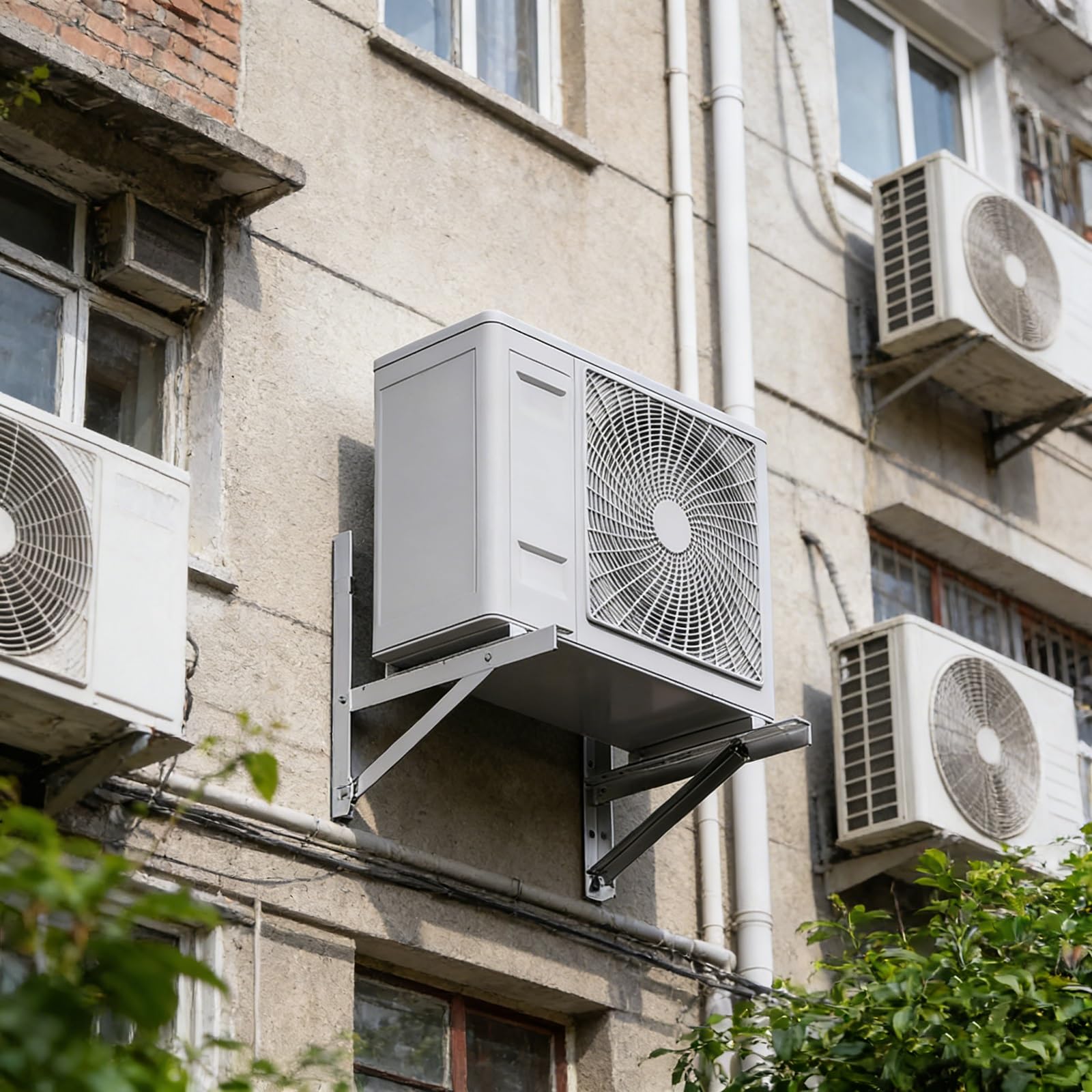 Staffa Condizionatore Esterno, Staffe Condizionatorein Acciaio Inox 304, Antiruggine, per Unità da 8000 a 24000 BTU, Capacità di Carico 150 Kg(56x56cm/22x22in)