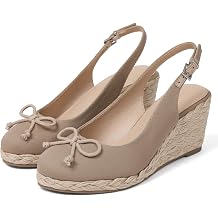 EQAUDES Womens Espadrilles Wedges Sandal Closed Toe Slingback Platform - Bow, Wedge, Summer, Cute, Raffia, Adjustable Strap, Casual Wedding Shoes
