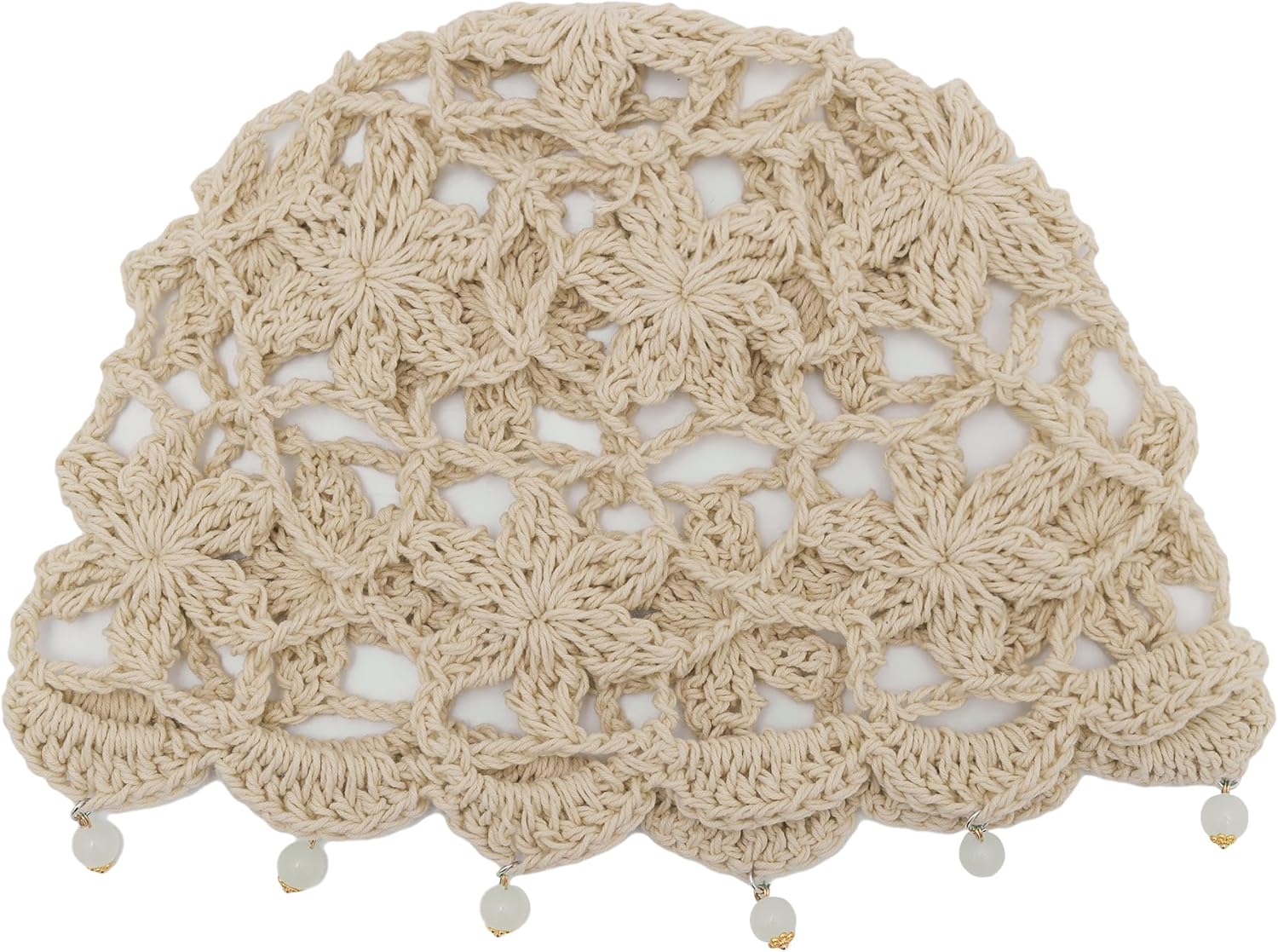 ZLYC Women Cotton Crochet Skull Cap Handmade Knit Cutout Floral Beanie Hat - Image 5