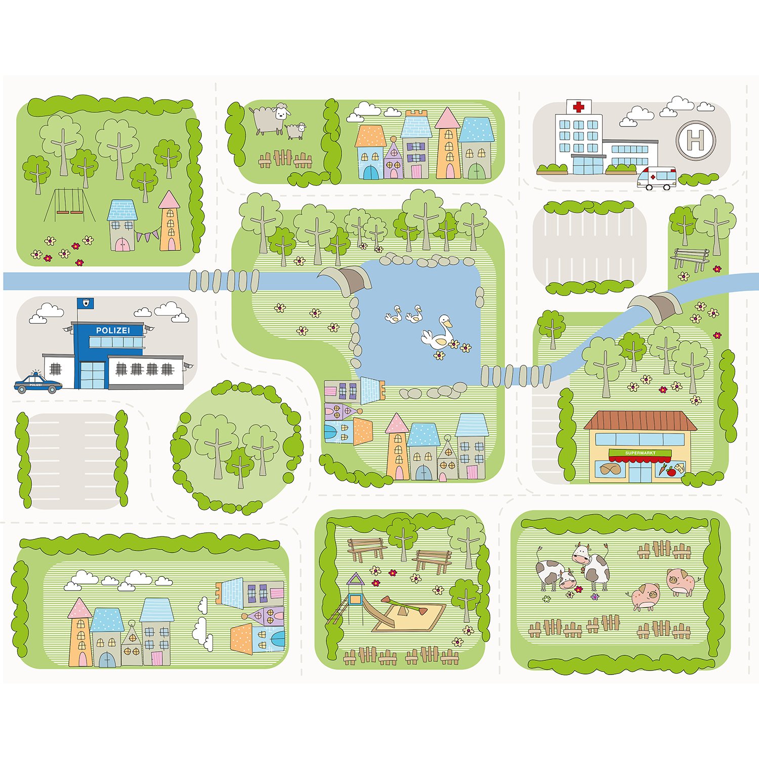 Träumeland T070472 Laufgittermatratze Play und Air passend für Laufgitter, 100 x 100 cm, mehrfarbig