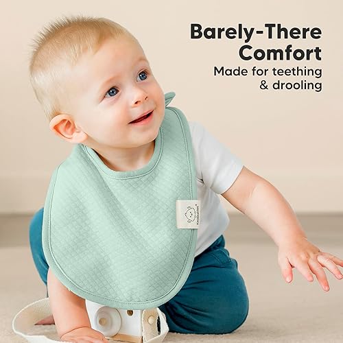 Miniatura 7 de Paquete de 8 baberos orgánicos para niñas y niños, baberos acolchados de tela de algodón para babeo y dentición para bebés, recién nacidos, bebés,