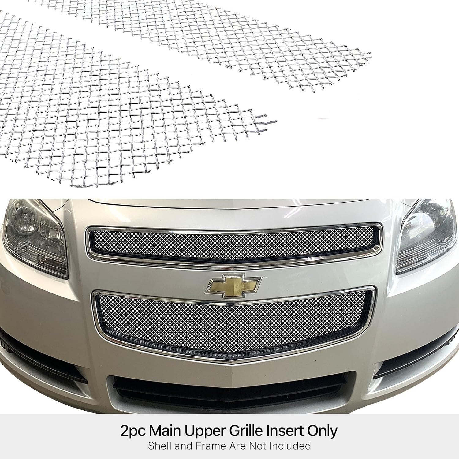 APS Compatible with Chevy Malibu 2008-2012 Main Upper Stainless Steel Chrome Mesh Front Grill Grille Insert C76780Z