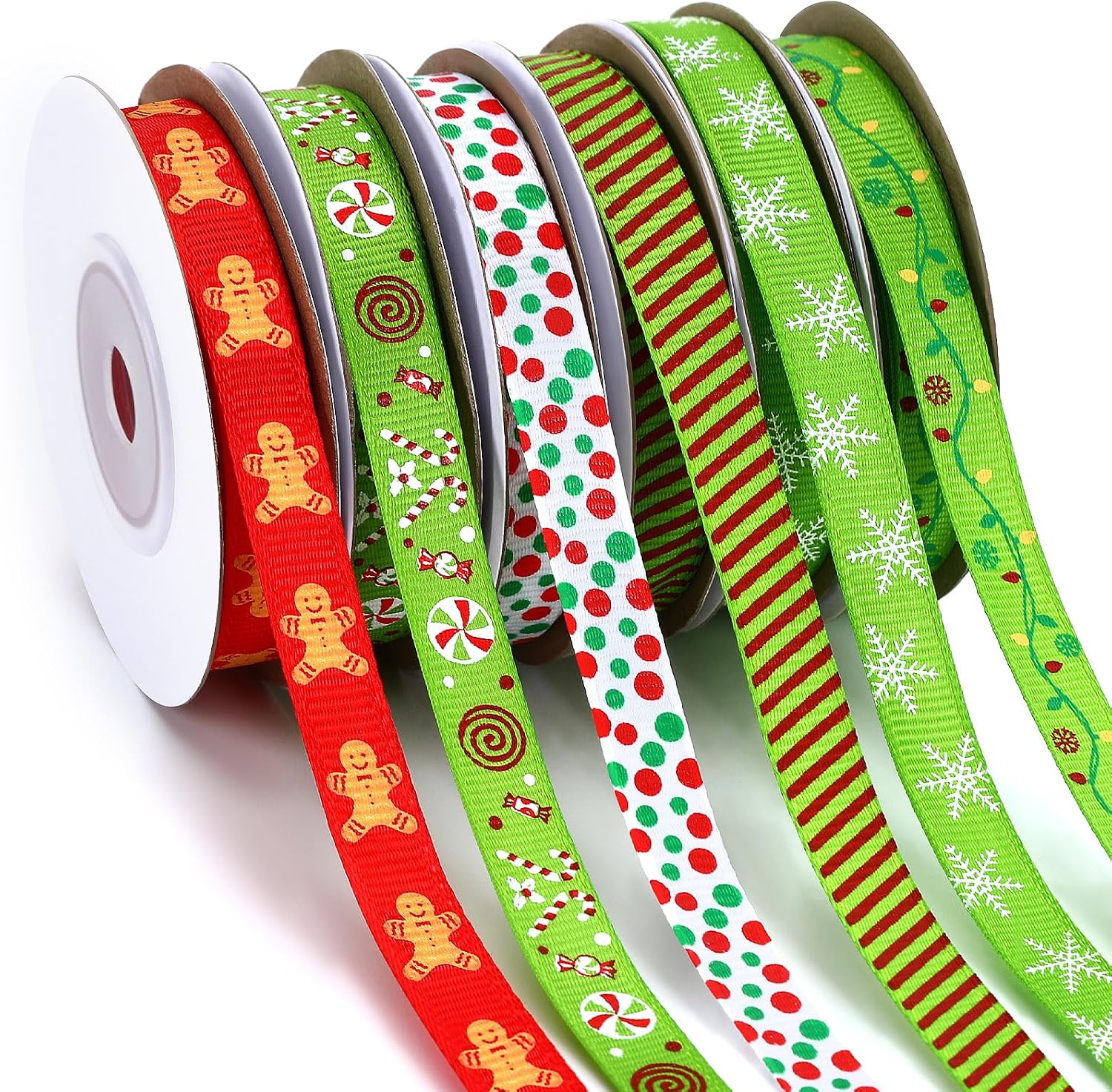 DECYOOL 6 Rolls 60 Yards Christmas Ribbon, Holiday Gift Wrapping Ribbons