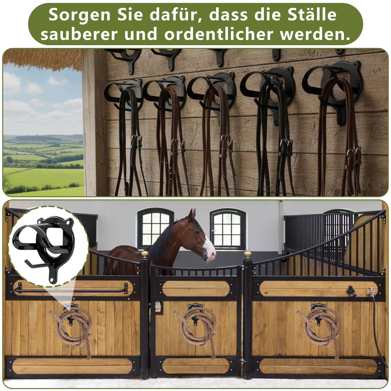 12 Stück Trensenhalter Pferd Zaumzeughalter, Equestrian Bridle Hanger | Halterung Zaumzeug, Aufbewahrung Halfter Aufhänger, Metall Trensenhalter, Haken Pferd Tack für Pferde,Reitstall,Sattelkammer