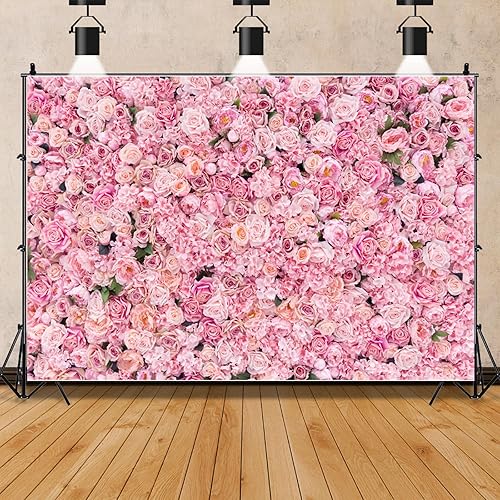 Miniatura 7 de Telón de fondo rosa rosa de 7 x 5 pies, telón de fondo con temática de flores, para boda, despedida de soltera, niñas, cumpleaños, fiesta de
