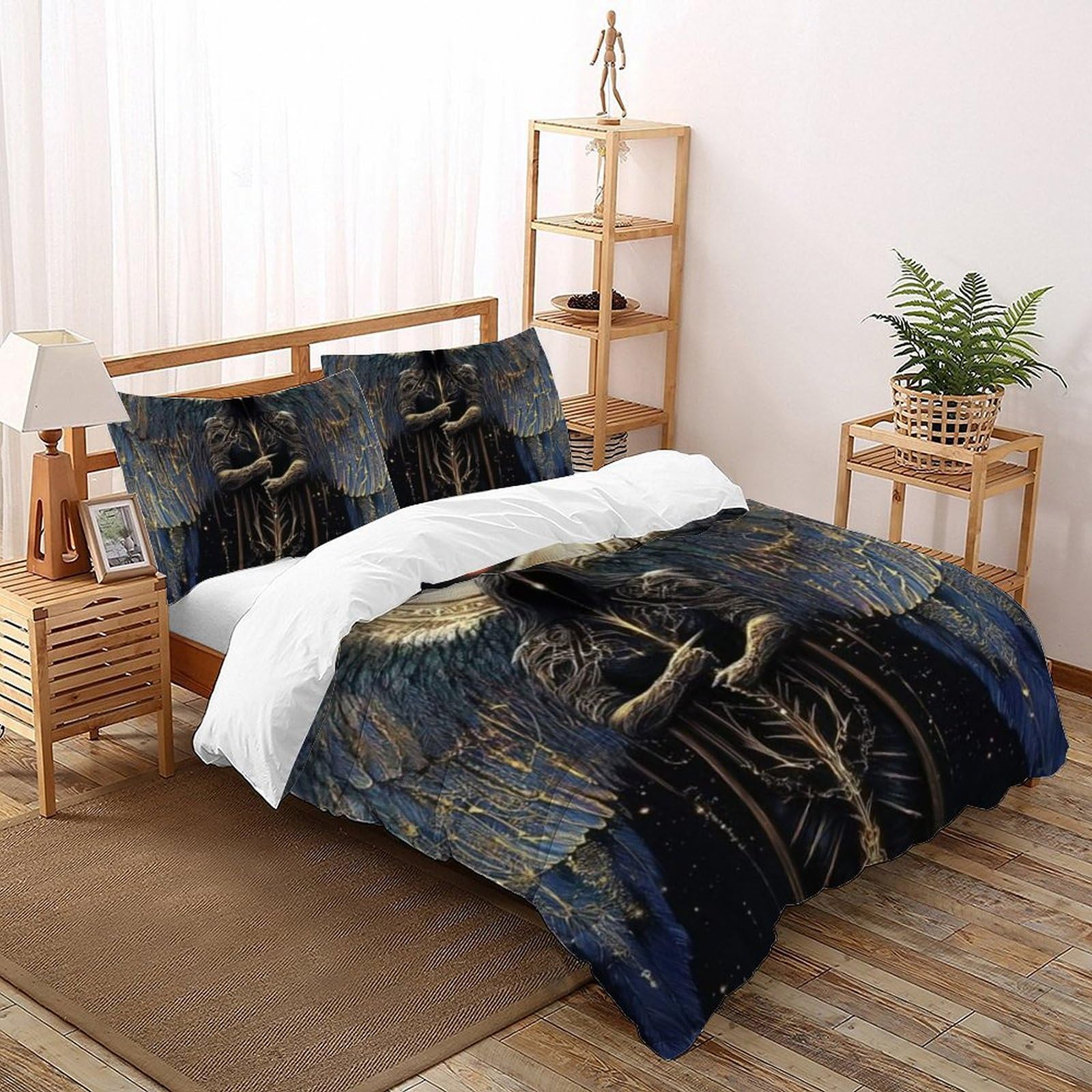 Housse de couette double imprimé 3D à fermeture éclair pour lit de filles