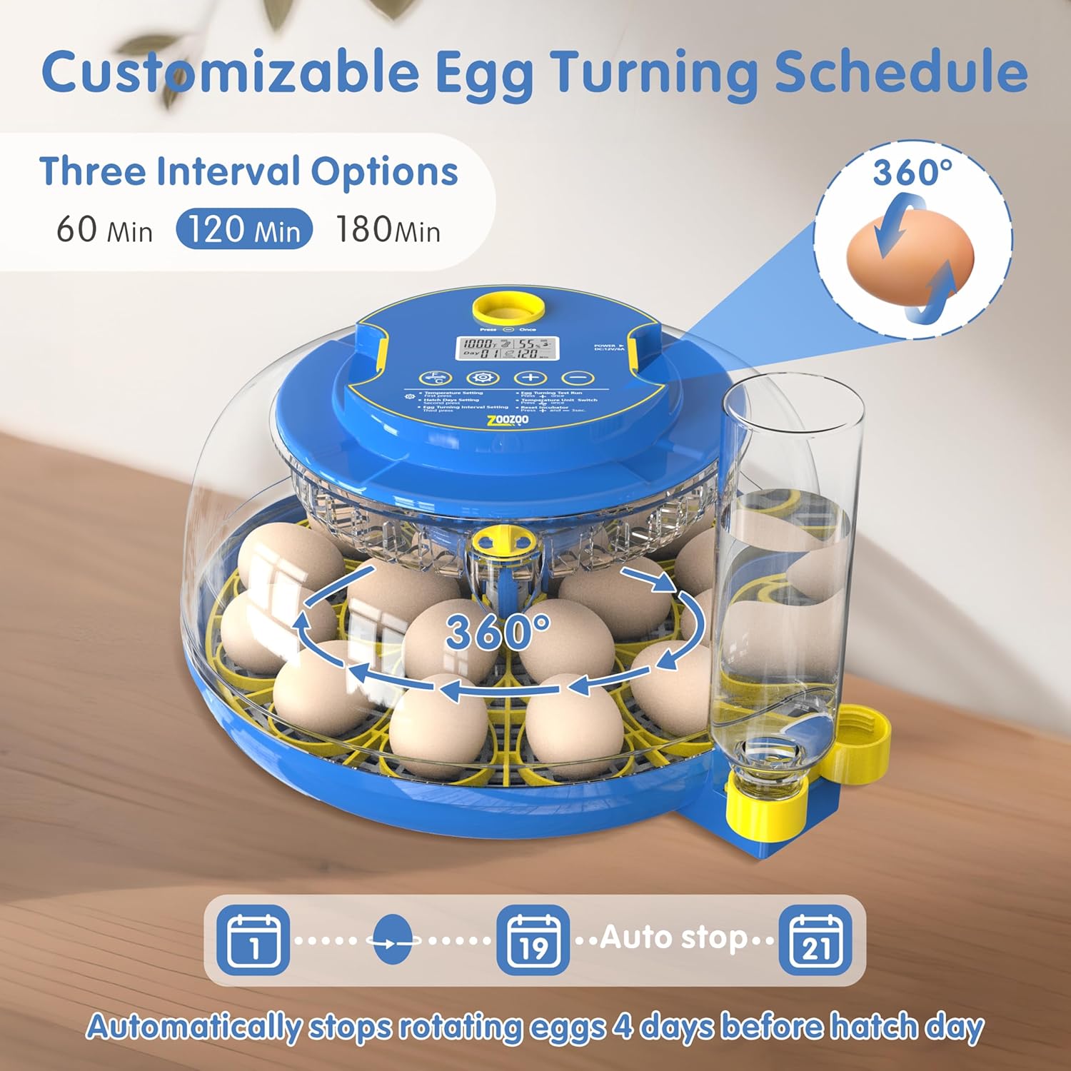 18 Egg Incubators for Hatching Eggs - Automatic Turner, Dual Trays, Digital Thermostat & Humidity Control, 360° View Window, Built-in Egg Candler, Hatches Chicken, Duck, Turkey, Quail, Peacock Eggs