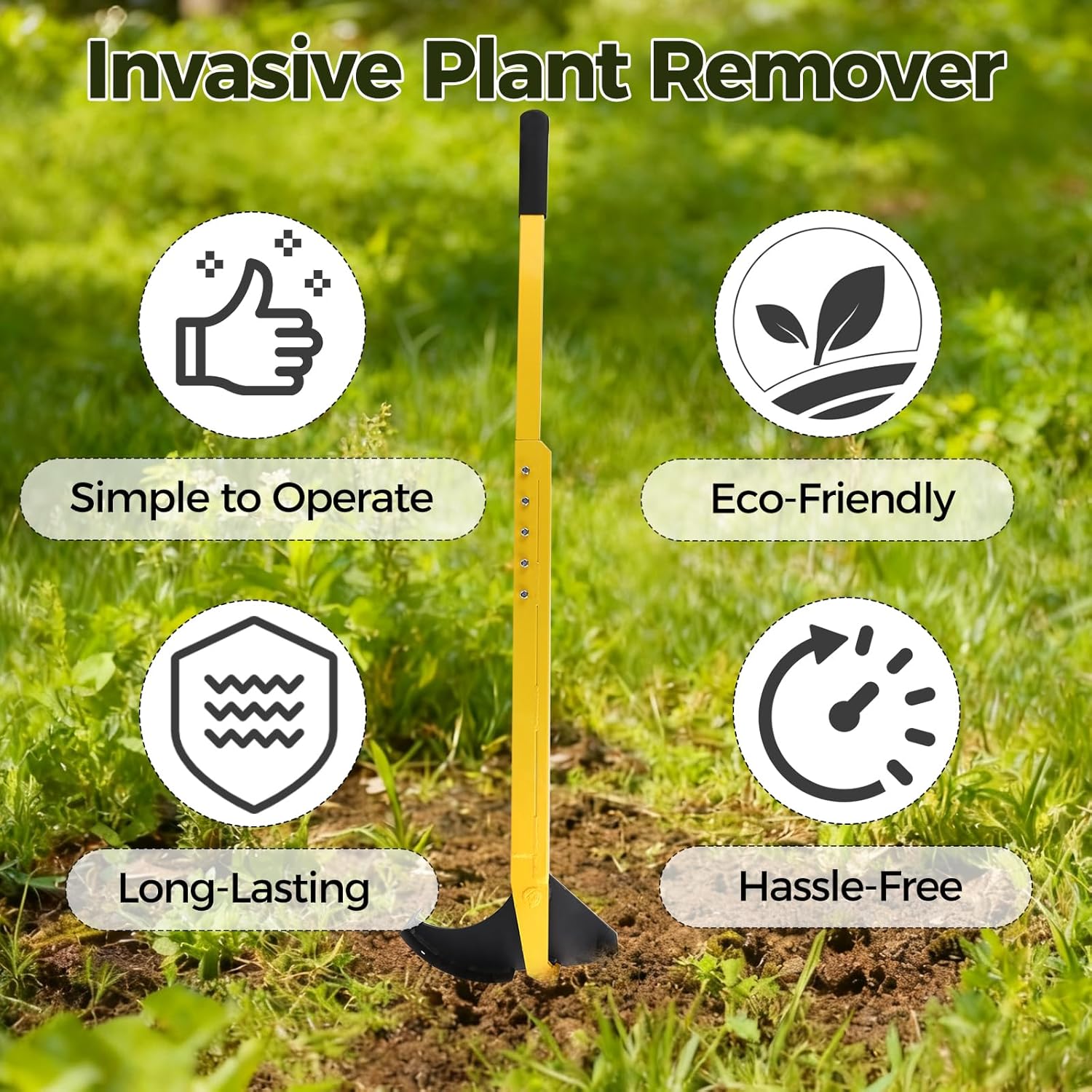 Large Size Sapling Puller Tool Heavy Duty Tree Root Puller for ¼ to 2" Woody Stems Fully Uproots Trees, Shrubs, Vines and Thorns