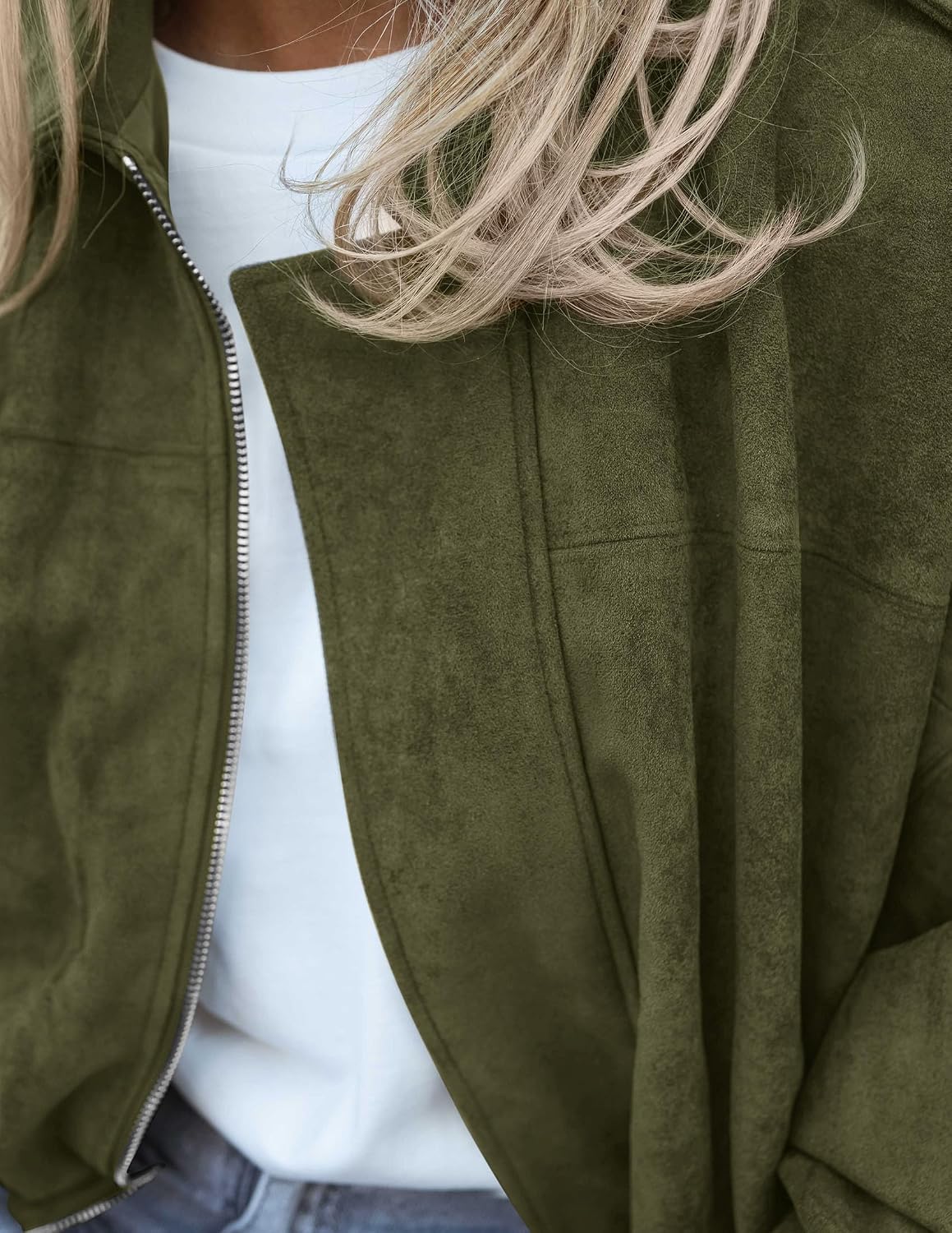 PRETTYGARDEN Women's Faux Suede Cropped Bomber Jacket image 5