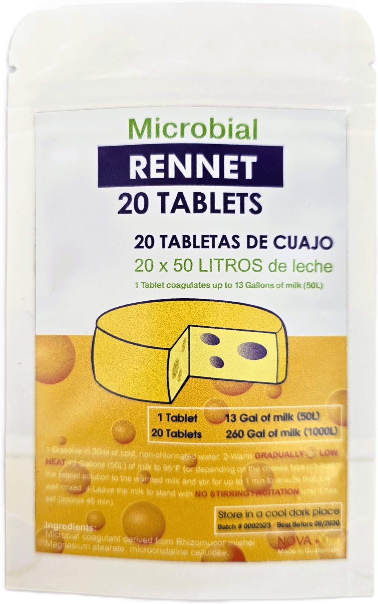 20 x Cuajo TITANIUM® RENNET Tablets For any type of cheese 20 TABLETS FOR 1000L OF MILK