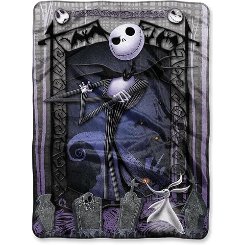 Northwest Nightmare Before Christmas Micro Raschel Throw Blanket, 46" x 60", Jack’s Graveyard