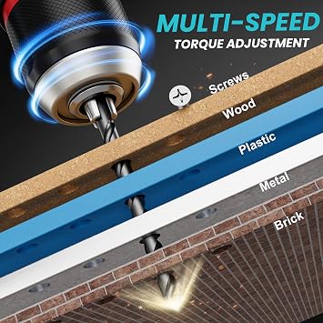 DIYtoolifz Power Drill Cordless Compatible with Makita Battery(Tool Only) | 1/2 Brushless Electric Drill Set,440 In-lbs(50N.m) Electric 18V Drills Driver Tool, Variable Speed Mode for Home,Garden