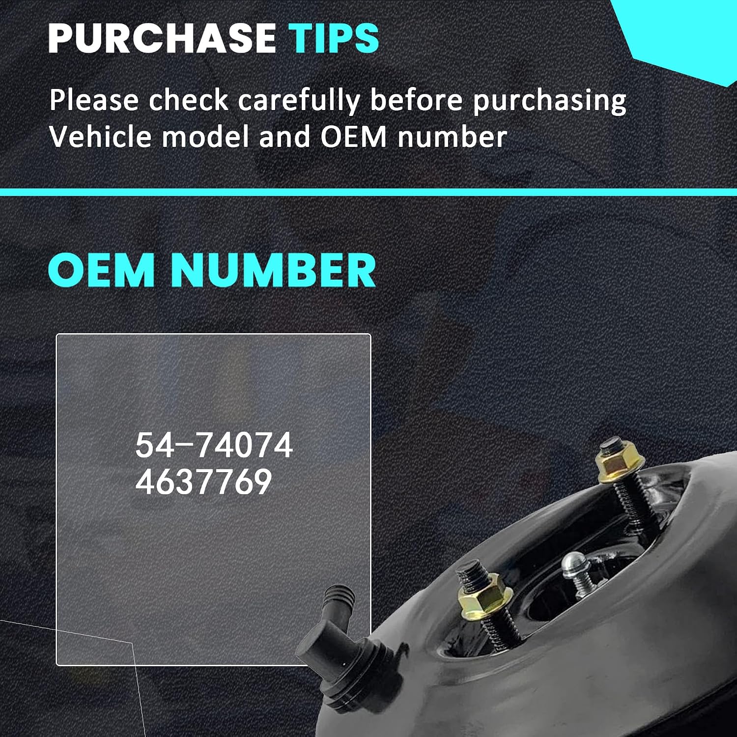 PartsFlow Vacuum Power Brake Booster 54-74074 Compatible with Jeep Comanche 1991-1992 Cherokee 1991 1992 1993 1994 4.0L L6 2.5L L4 5474074 4637769
