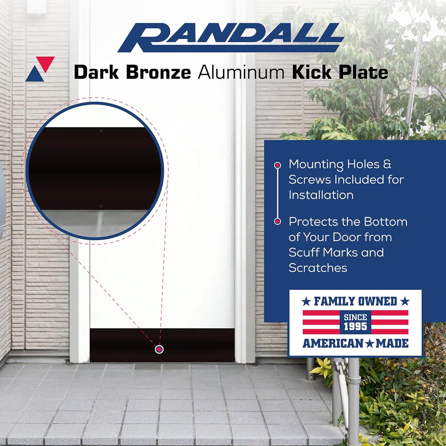 8" x 30" Dark Bronze Aluminum Kickplate – Heavy-Duty Door Protection Plate – Anodized Rust-Resistant Finish – Includes Matching Screws – Made in USA