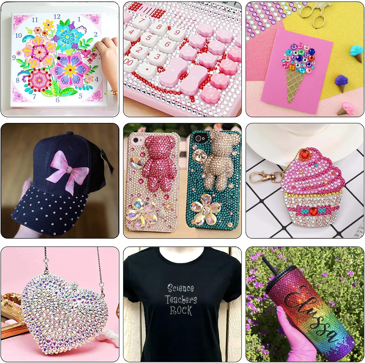 esseelove Bedazzler Kit with Rhinestones, Hotfix Applicator, DIY Hot Fix Rhinestone Setter, Hot Fixed Bedazzling Kit, 4380 Pcs, Crystal AB, Clear, 14 Colors, Box Set