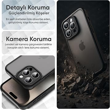 MattCover Series Back Matte Polycarbonate Edges Silicone for Minesque iPhone 12 Pro Max and Thin Silicone Case with Corners Reinforced Camera Protection (Flat, 12 Pro Max)