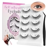 Vista 17 de CALAILIS Pestañas autoadhesivas, 5 pares de pestañas postizas a presión de aspecto natural, sin pegamento, reutilizables, pestañas postizas