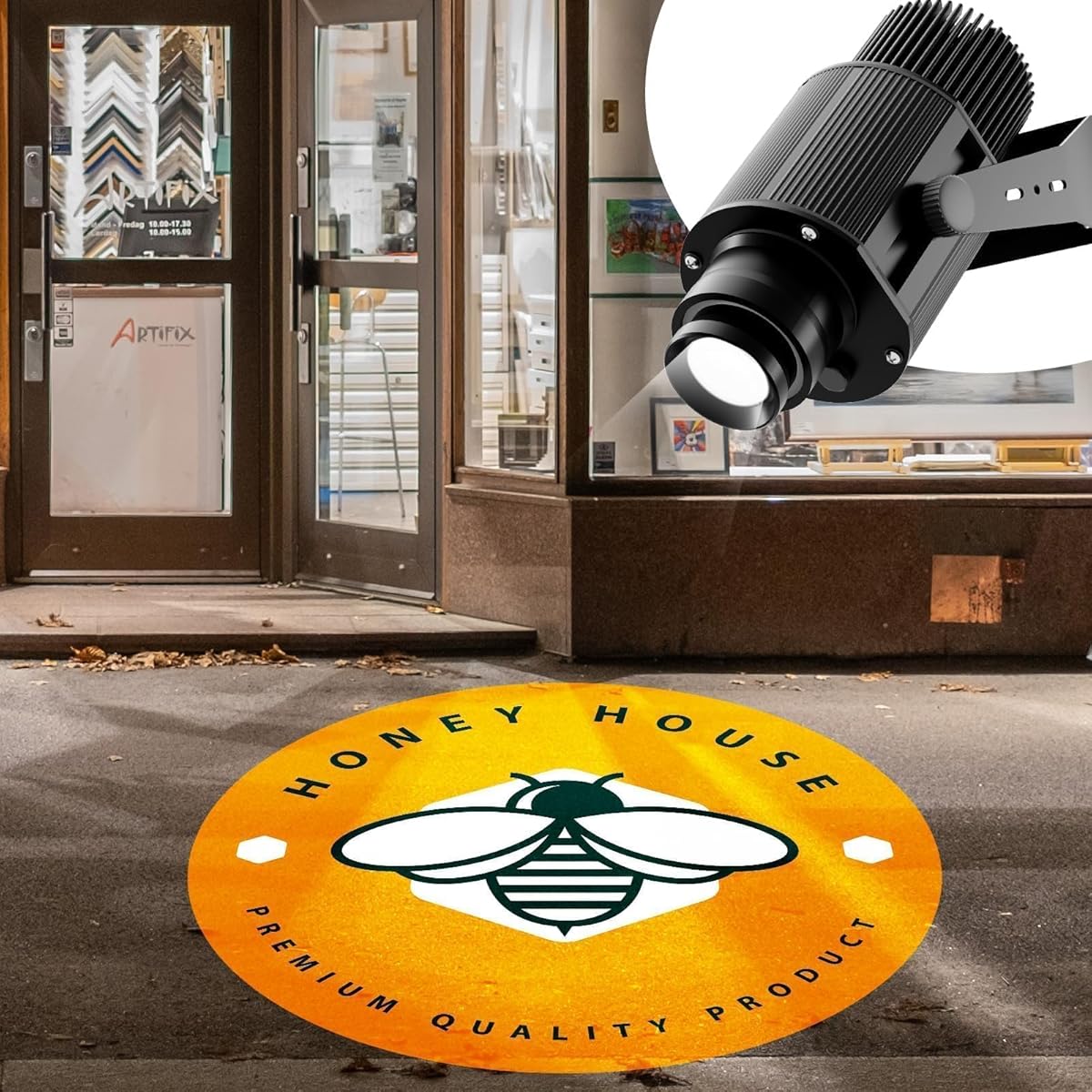 50w Logo Projector for Business Custom GOBO Projectors Rotating Store Floor Personalized Wall Outdoor Waterproof IP67 Image for Shop Advertising,Wedding Stage