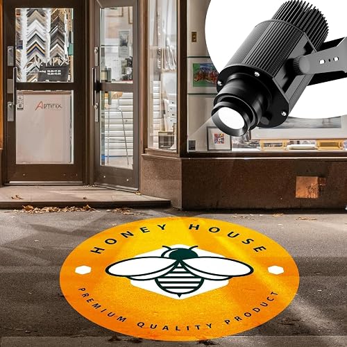 50w Logo Projector for Business Custom GOBO Projectors Rotating Store Floor Personalized Wall Outdoor Waterproof IP67 Image for Shop Advertising,Wedding Stage