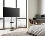 FITUEYES White TV Stand Mount for 32-60 inch TV Screen, 2 Tier Floor TV Stand with Swivel 70 Degrees and Height Adjustable Max VESA 600x400 mm, Max Load 66 lbs