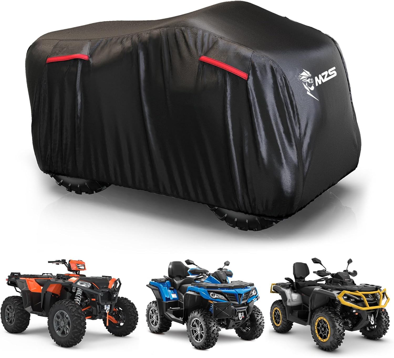 MZS ATV Cover Waterproof Outdoor Heavy Duty, 101" 4 Wheeler Cover Storage, 420D Quad Covers Accessories Compatible with Outlander Sportsman Cforce Alterra Xplorer Renegade Brute Force Scrambler TRV