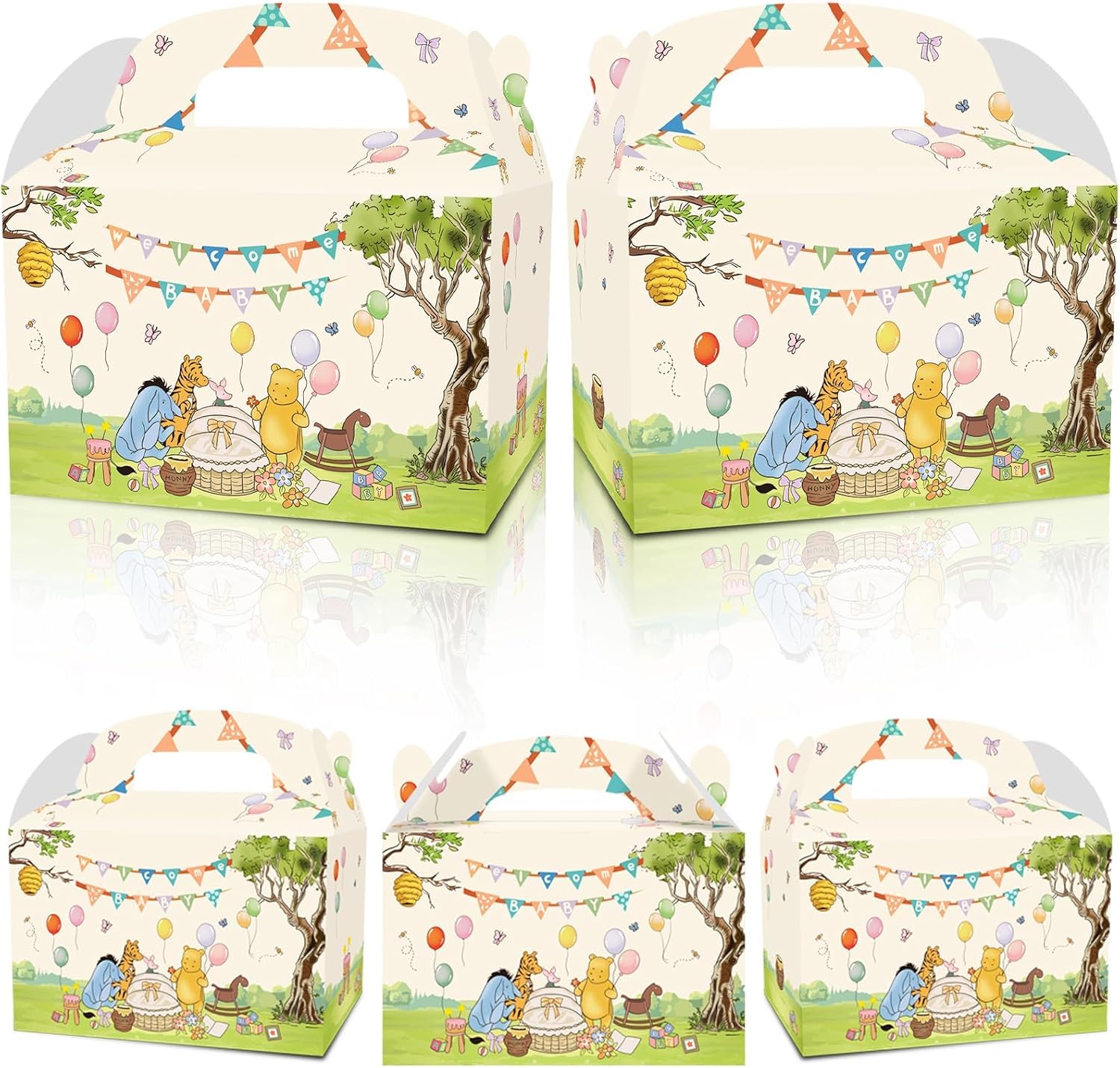 Eleventheart Cartoon Bee and Bear Birthday Decorations, 12pcs ‘Oh Baby’ Birthday Party Gift Boxes For Kids Boys Girls Party Theme Supplies