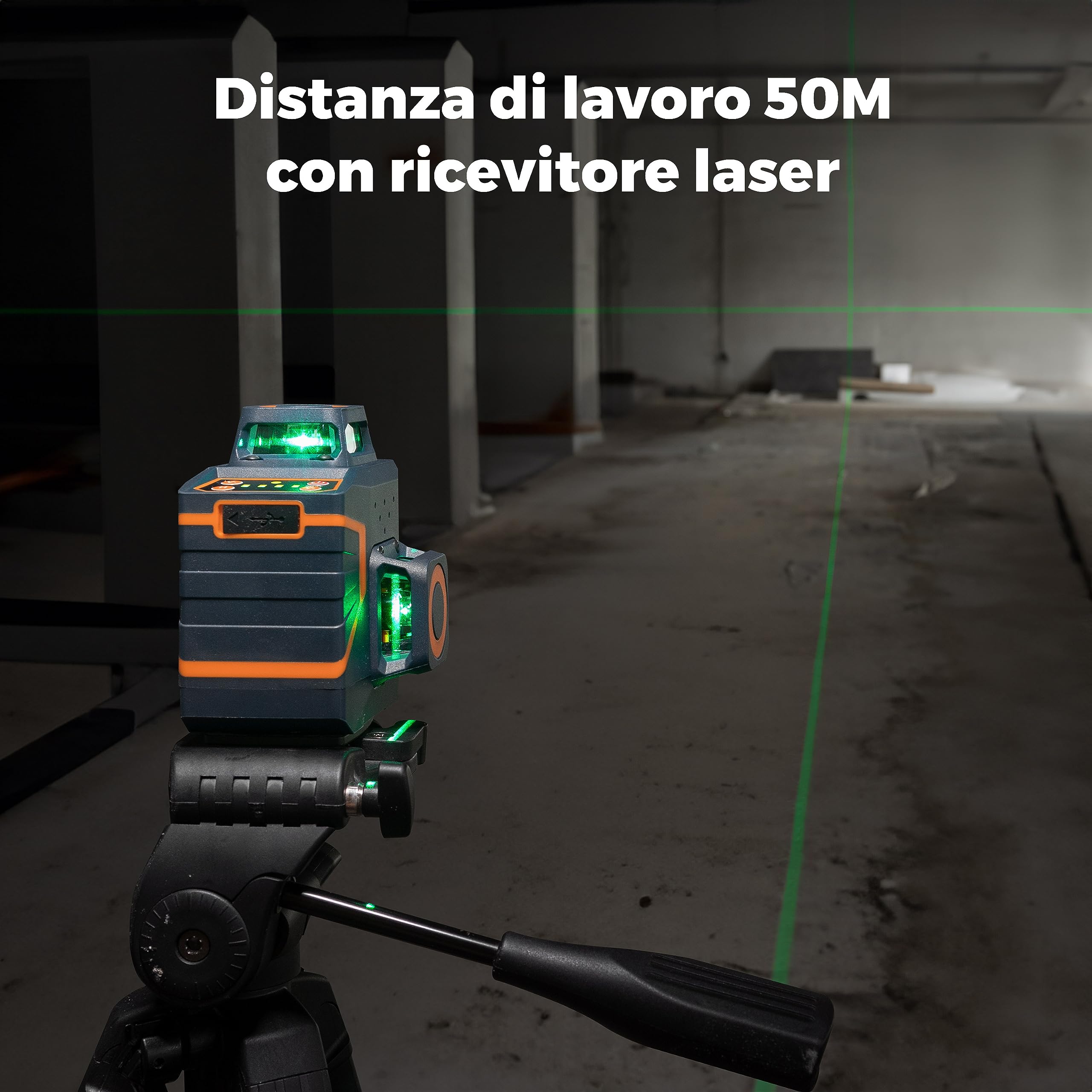 Livella Laser Autolivellante, CIGMAN 3 x 360° Verde, Gamma di Lavoro: 30M, Laser Autolivellante con Batteria al Litio Ricaricabile e telecomando, Luminosità Regolabile CM701SE