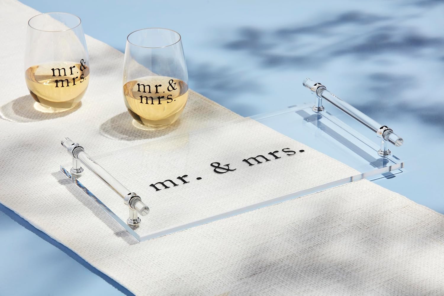 Mud Pie Mr Mrs Acrylic Tray Handles; 8" x 14"