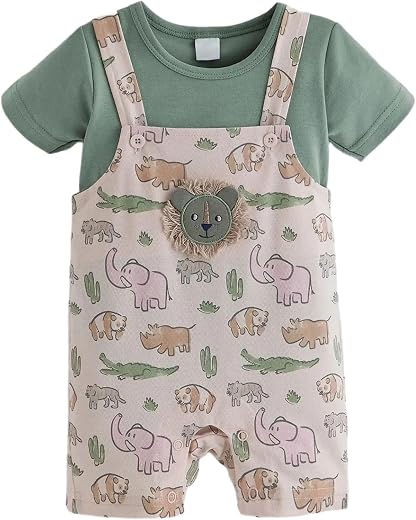 Hopscotch Lion Applique T-shirt &amp; Dungaree Set