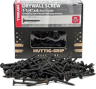 Huttig-Grip 278 pcs Drywall Screw #6 x 1-1/4 inches, Fine Thread, Phillips Drive, Phosphate Coated Finish, HGS114FDW1-1 lb Pack