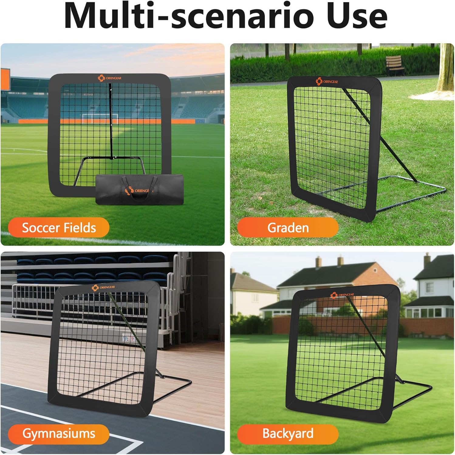 Soccer Rebounder with 8 Angle Adjustments, Baseball Rebound 40 x 40 inch Durable and Versatile Soccer Bounce Back Net for Backyard, Kids Teens & All Ages Soccer Volleyball Lacrosse Training Equipment