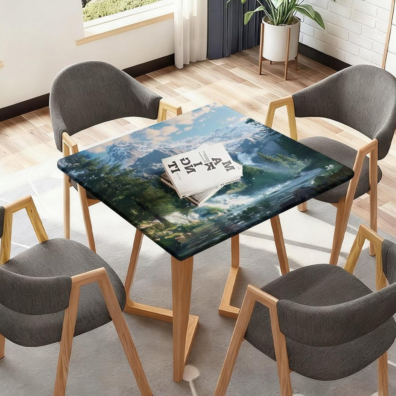 Waterfall Mountain Square Tablecloth Print Table Cloths Table Cover Wedding Party Holiday Decor