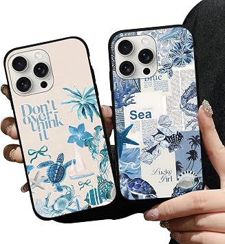 iPhone15 Pro Max用かわいいサマービーチパターン電話ケース 2個パック スタイリッシュ ソフト 保護ブラックバンパー付き シリコン 耐衝撃 Funda iPhone 15 Pro Max 6.7インチ用