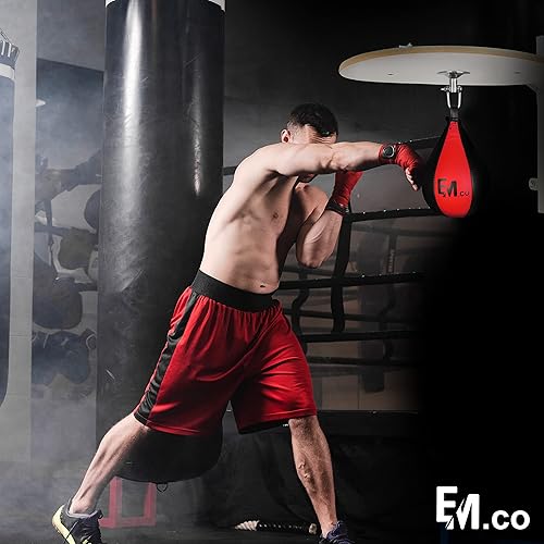 Miniatura 8 de Saco de boxeo resistente para boxeo, Speedball de cuero con giratorio duradero, perfecto para entrenamiento y fortalecimiento en boxeo y artes