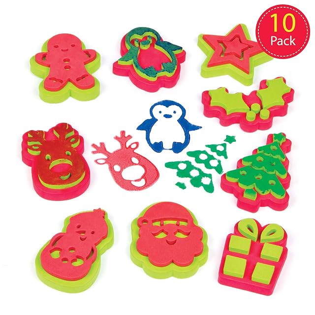 Baker Ross AF808 - Sellos navideños que los niños pueden usar para decorar tarjetas, manualidades y collages…