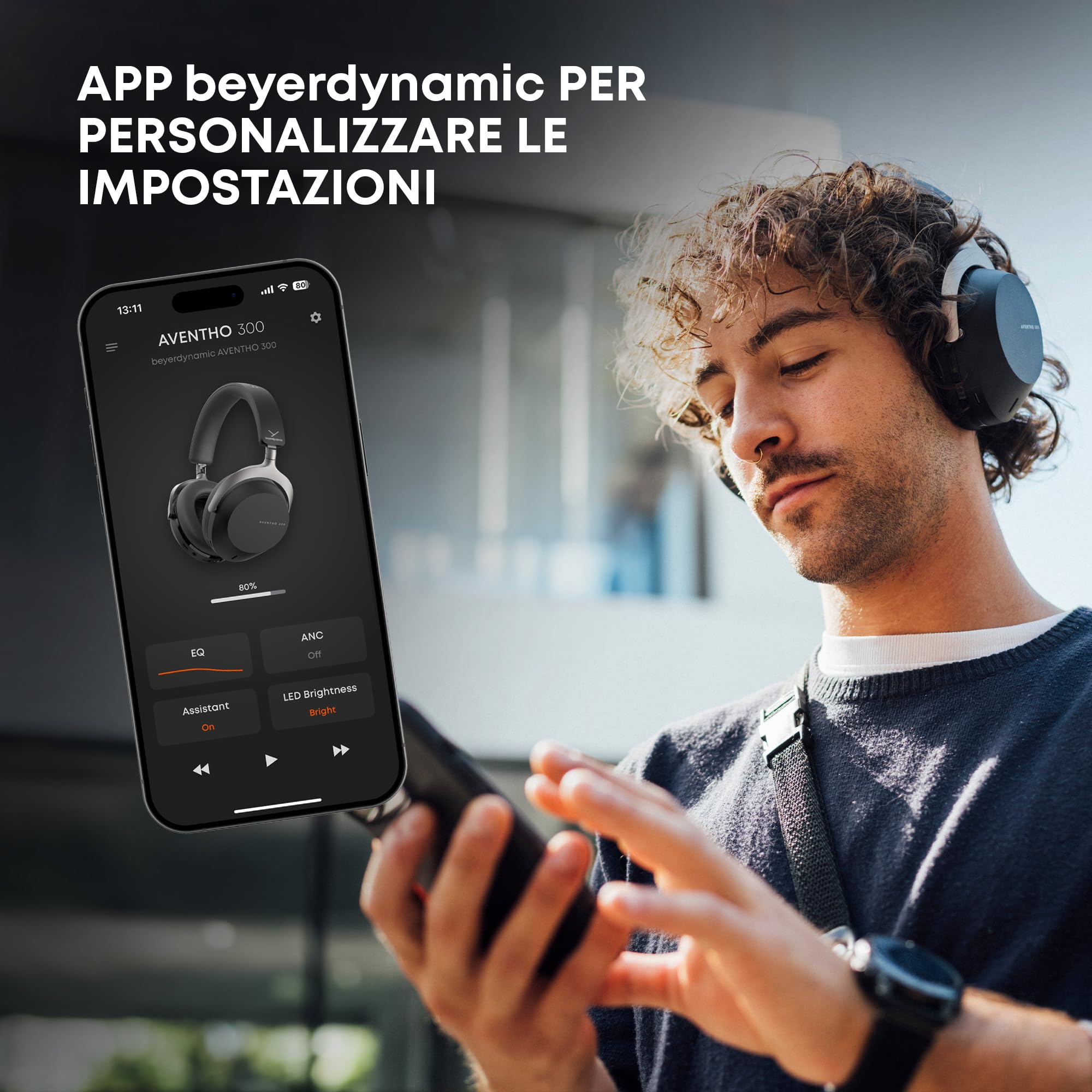 beyerdynamic AVENTHO 300 Cuffie senza fili con cancellazione del rumore - 50 ore di durata della batteria, Bluetooth® 5.4, con STELLAR.45, in nero - nuovo aggiornamento disponibile tramite app