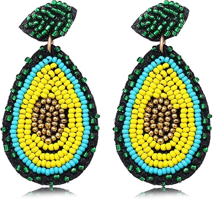 Beaded Dangle Earrings Handmade Bead Avocado Pineapple Watermelon Earrings Bohemia Statement Fruit Drop Earrings Summer Beach Jewelry Gifts